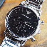 Emporio Armani Luigi Black Dial Silver Steel Strap Watch For Men - AR1894 Authentic Buy Shop Now