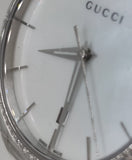 Gucci G Timeless Mother of Pearl White Dial Silver Steel Strap Watch For Women - YA126444 Authentic Buy Shop Now