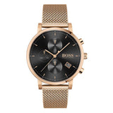 Hugo Boss Integrity Black Dial Gold Mesh Bracelet Watch for Men - 1513808 Authentic Buy Shop Now