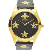 Gucci G Timeless Bee Motif Black Dial Black Leather Strap Watch For Women - YA1264055 Authentic Buy Shop Now