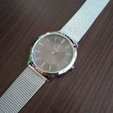 Calvin Klein Minimal Grey Dial Silver Mesh Bracelet Watch for Men - K3M21124 Authentic Buy Shop Now