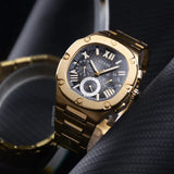 Guess Headliner Multifunction Black Dial Gold Steel Strap Watch For Men - GW0572G2 Authentic Buy Shop Now