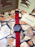 Burberry The City Chronograph Black Dial Red Rubber Strap Watch For Men - BU9805 Authentic Buy Shop Now