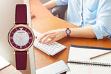 Emporio Armani Gianni T Bar Crystals Maroon Dial Maroon Leather Strap Watch for Women - AR11487 Authentic Buy Shop Now