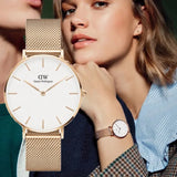 Daniel Wellington Petite Melrose White Dial Rose Gold Mesh Strap Watch For Women - DW00100305 Authentic Buy Shop Now