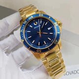 Movado Series 800 Blue Dial Gold Steel Strap Watch For Men - 2600144 Authentic Buy Shop Now