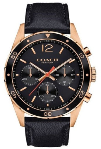 Coach Sullivan Chronograph Black Dial Black Leather Strap Watch for Men - 14602087 Authentic Buy Shop Now