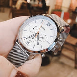Fossil Neutra Chronograph White Dial Silver Mesh Bracelet Watch for Men - FS5382 Authentic Buy Shop Now