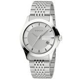 Gucci G Timeless Silver Dial Silver Steel Strap Watch For Men - YA126401 Authentic Buy Shop Now
