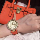Michael Kors Parker Champagne Dial Orange Leather Strap Watch for Women - MK2279 Authentic Buy Shop Now