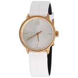 Calvin Klein Accent White Dial White Leather Strap Watch for Women - K2Y2Y6K6 Authentic Buy Shop Now