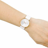 Calvin Klein Accent White Dial White Leather Strap Watch for Women - K2Y2Y6K6 Authentic Buy Shop Now