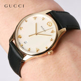 Gucci G-Timeless Mother of Pearl Dial Black Leather Strap Watch For Women - YA1264044 Authentic Buy Shop Now