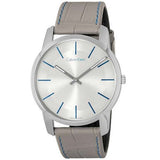 Calvin Klein City Silver Dial Grey Leather Strap Watch for Men - K2G211Q4 Authentic Buy Shop Now