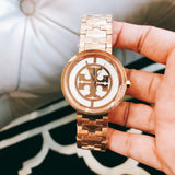 Tory Burch Reva Rose Gold Dial Rose Gold Steel Strap Watch for Women - TBW4028 Authentic Buy Shop Now