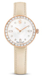 Swarovski Certa Crystals Silver Dial Beige Leather Strap Watch for Women - 5672968 Authentic Buy Shop Now