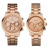 Guess Mini Sunrise Chronograph Quartz Rose Gold Dial Rose Gold Steel Strap Watch For Women - W0448L3 Authentic Buy Shop Now