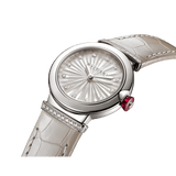 Bvlgari LVCEA Diamonds Silver Mother of Pearl Dial Silver Leather Strap Watch for Women - LVCEA103367 Authentic Buy Shop Now