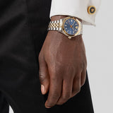Versace Hellenyium Quartz Blue Dial Two Tone Steel Strap Watch For Men - VEVK00520 Authentic Buy Shop Now