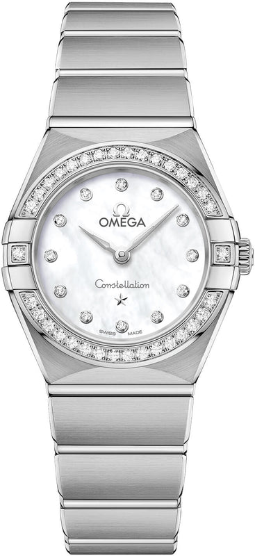 Omega Constellation Manhattan Quartz Diamonds Mother of Pearl Dial Silver Steel Strap Watch for Women - 131.15.25.60.55.001 Authentic Buy Shop Now