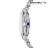 Emporio Armani Mia Three Hand Crystals Blue Dial Silver Steel Strap Watch For Women - AR11630 Authentic Buy Shop Now