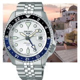 Seiko 5 Sports SKX GMT Automatic Sky Blue Dial Silver Steel Strap Watch For Men - SSK033K1 Authentic Buy Shop Now
