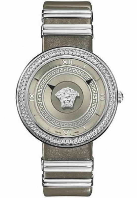 Versace V Metal Icon Silver Dial Silver & Grey Strap Watch for Women - VLC120016 Authentic Buy Shop Now