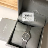 Calvin Klein Minimal Grey Dial Silver Mesh Bracelet Watch for Women - K3M53154 Authentic Buy Shop Now