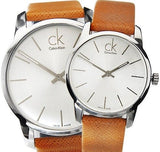 Calvin Klein City Quartz White Dial Light Brown Leather Strap Watch For Men - K2G21138 Authentic Buy Shop Now