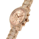 Michael Kors Ritz Chronograph Rose Gold Dial Rose Gold Steel Strap Watch For Women - MK6485 Authentic Buy Shop Now