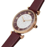 Emporio Armani Gianni T Bar Crystals Maroon Dial Maroon Leather Strap Watch for Women - AR11487 Authentic Buy Shop Now