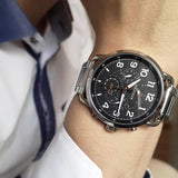 Tommy Hilfiger Briggs Chronograph Black Dial Silver Steel Strap Watch for Men - 1791422 Authentic Buy Shop Now