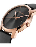 Calvin Klein City Quartz Grey Dial Black Leather Strap Watch for Men - K2G2G6C3 Authentic Buy Shop Now