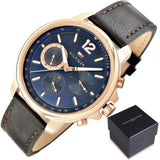 Tommy Hilfiger London Chronograph Blue Dial Brown Leather Strap Watch for Men - 1791532 Authentic Buy Shop Now