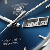 Tag Heuer Carrera Calibre 5 Automatic Blue Dial Blue Leather Strap Watch for Men - WAR201E.FC6292 Authentic Buy Shop Now
