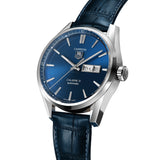 Tag Heuer Carrera Calibre 5 Automatic Blue Dial Blue Leather Strap Watch for Men - WAR201E.FC6292 Authentic Buy Shop Now