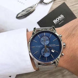 Hugo Boss Jet Blue Dial Silver Mesh Bracelet Watch for Men - 1513441 Authentic Buy Shop Now