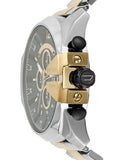 Diesel Mega Chief Chronograph Black Dial Two Tone Steel Strap Watch For Men - DZ4581 Authentic Buy Shop Now