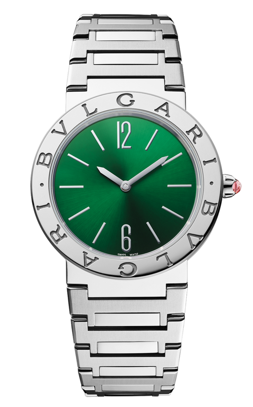 Bvlgari Bvlgari Bvlgari Lady Green Dial Silver Steel Strap Watch for Women - BVLGARI103693 Authentic Buy Shop Now