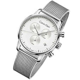 Calvin Klein City Chronograph White Dial Silver Mesh Bracelet Watch for Men - K2G27126 Authentic Buy Shop Now