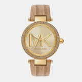 Michael Kors Parker Three-Hand Gold Dial Brown Leather Strap Watch For Women - MK4725 Authentic Buy Shop Now