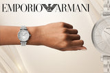 Emporio Armani Gianni T-Bar Quartz Silver Dial Silver Steel Strap Watch For Women - AR11445 Authentic Buy Shop Now