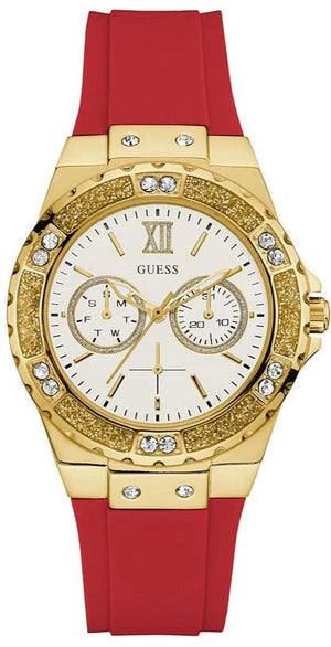 Guess Diamonds White Dial Red Rubber Strap Watch for Women - GW0431L1 Authentic Buy Shop Now