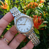 Michael Kors Mindy Three Hand White Dial Two Tone Steel Strap Watch For Women - MK7084 Authentic Buy Shop Now