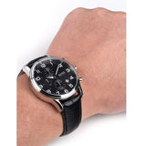 Hugo Boss Aeroliner Chronograph Quartz Black Dial Black Leather Strap Watch For Men - HB1512448 Authentic Buy Shop Now