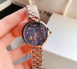 Emporio Armani Arianna Black Dial Rose Gold Stainless Steel Watch For Women - AR11197 Authentic Buy Shop Now