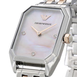 Emporio Armani Gianni T Bar Mother of Pearl Dial Two Tone Steel Strap Watch For Women - AR11146 Authentic Buy Shop Now