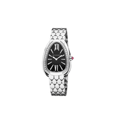 Bvlgari Serpenti Seduttori Diamonds Black Dial Silver Steel Strap Watch for Women - SERPENTI103449 Authentic Buy Shop Now