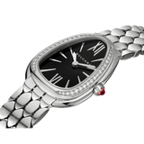 Bvlgari Serpenti Seduttori Diamonds Black Dial Silver Steel Strap Watch for Women - SERPENTI103449 Authentic Buy Shop Now