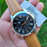 Fossil Grant Chronograph Green Dial Brown Leather Strap Watch for Men - FS4918 Authentic Buy Shop Now